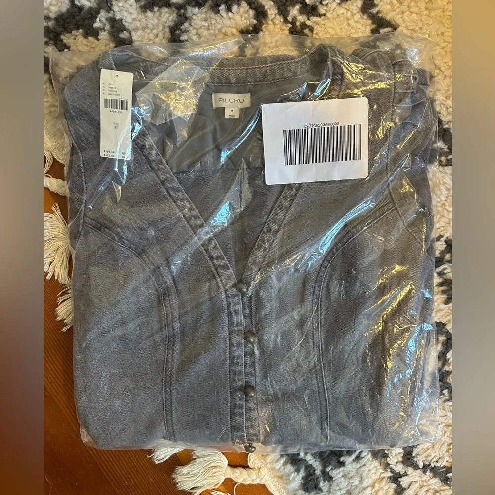 NWT Anthropologie Gray Button-Up Dress - Picture 6 of 6